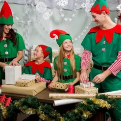 Jule Elf Kostume Sæt til Børn Voksne Familie Udklædning
