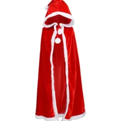 Jule Fløjlssjal Kappe Fru Santa Claus Kappe Robe Halloween Kostume Rød Hætte 120cm/47" Hooded 120cm/47"