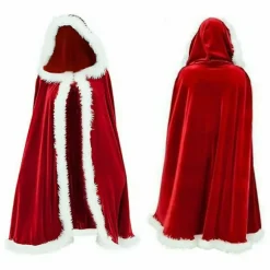 Jule Jule Voksen Dame Fru Santa Claus Udklædning Kostume Kappe Grøn Rød Hvid Green