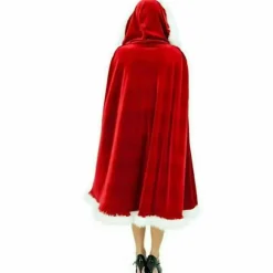 Jule Jule Voksen Dame Fru Santa Claus Udklædning Kostume Kappe Grøn Rød Hvid Green