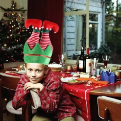 Jule-alfehat med klokker Nissehue Julehat, festtilbehør til ferien...