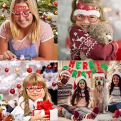 Julebrillerammer, julefest fotorekvisitter udklædningstilbehør 3 stk style 4
