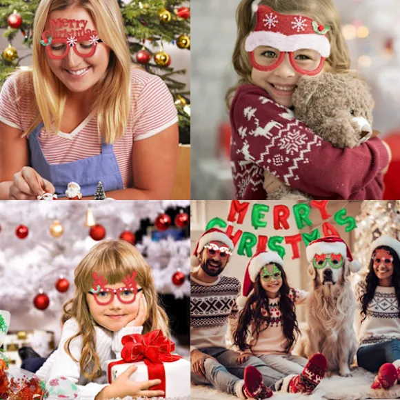 Julebrillerammer, julefest fotorekvisitter udklædningstilbehør 3 stk style 4