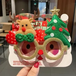 Julebrillestel, juledekorationer, julemandsbriller, festdekorationer, kort inkluderet Deer + Christmas Tree