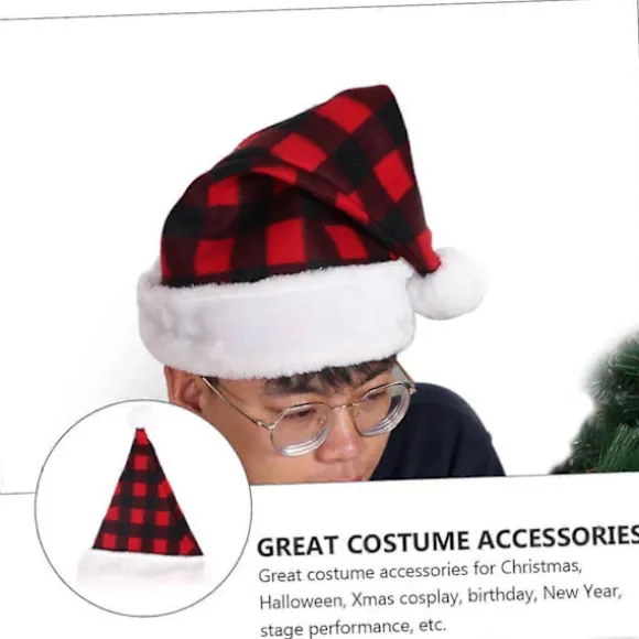 Jule-cosplay-hat til voksne, festlig nissehue i gylden fløjl CJY