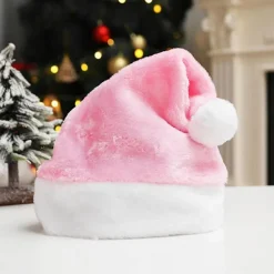 Jule-Fløjl Santa Hat Unisex Behagelig Kreativ Multifarvet Voksen & Børn Julehat Til Jul Ferie Fest Jau