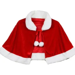 Julefløjlssjal Kappe Kåbe Fru Santa Claus Kappe Robe Halloween Kostume Rød Adult Plus Size
