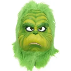 Julegrøn Julemandmaske, Halloween Latexmaske, Julekostume, Universal Størrelse Passer til Både Voksne og Børn
