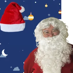 Julehat + skæg, voksen nissehue og skæg, en størrelse