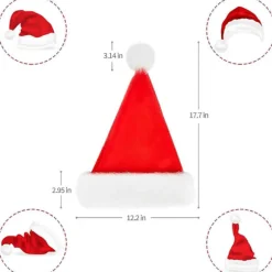 Julehat Julemandshat Julehat Unisex Fløjl Komfort Julehatte