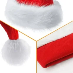 Julehat, Julemandshat til Voksne Unisex, Blød Fløjl Ekstra Tyk Klassisk Pels Julehat til Nytår Festlig Fest