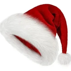 Julehat, Julemandshat til voksne, Unisex, Fløjls komfort, Ekstra tyk klassisk pels julehat til juleartikler til nytårsfestlige fester