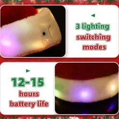 Julehat, LED Julemandshat - Unisex Plys Julemandshat Plys Julehat Cosplay Kostume til Julefrokost