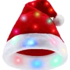 Julehat med LED-lys Sjov Julemandshat Plys Kunstpels Julehat med Lysende Farve