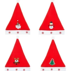 Julehat til børn, 4 stk. Julemandshat, Julemandshat til børn, Plys julehatte, Julemandshat kostume til jule- og nytårsfest (LGL)