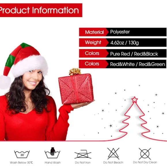 Julehat, Unisex-Voksen Julemandens Hat Deluxe Fløjl Julemand Hat Dekorationer Gaver Kostume Til Julefest Halloween Nyhed Stribet Rød&Grøn