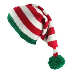 Julehatte til voksne, Elverhatte med lang hale, troldmandsstil, strikket hat til juletiden, festligt juletema, unisex design, vinter Red, White, Green | Fyndiq