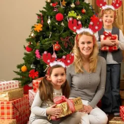 Julehovedbånd, Rensedyr Julehovedbånd, Julefest Hovedbånd med Klokke, Julehovedbånd til Børn Voksne, Juledekorativt Hovedbånd