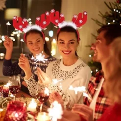 Julehovedbånd, Rensedyr Julehovedbånd, Julefest Hovedbånd med Klokke, Julehovedbånd til Børn Voksne, Juledekorativt Hovedbånd