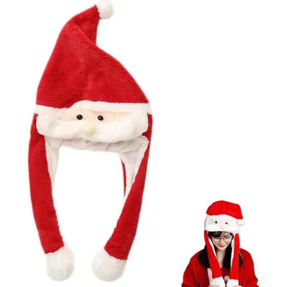 Julehue i plys, aftagelig skæghue, julemandsplyshue, LED-julehue, sjov julehue, bruges til Cosplay-julefest【PL】