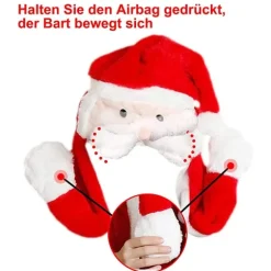 Julehue i plys, aftagelig skæghue, julemandsplyshue, LED-julehue, sjov julehue, bruges til Cosplay-julefest【PL】