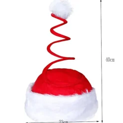Julehue med spiralfjeder, julehue med fjeder, julemandshue, juletøj, julepynt, pynt til voksne og børn