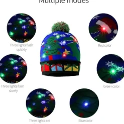 Julehue med tegnet mønster Vintervarm hue Strikket hue