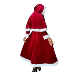 Julekjoler til kvinder Santa kostume med aftagelig hættekappe og bælte julefrokost outfit Red XXL