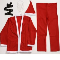 Julekostume Julemand Ikke-vævet tykt Herrekostume 5 dele Juleforestillingsrekvisitter