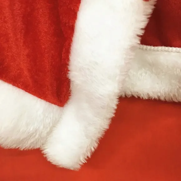 Julemandens Kappe i Tyk Fløjl - Rød, Kort, Varmt - Til Hjemmefest
