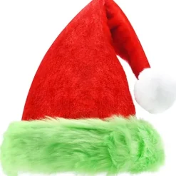 Julemandshat Grinch Julemandshat Unisex Rød Grøn Tyk Fløjl Behagelig Plys Julemandshat Jul Klassisk Hat Julehat