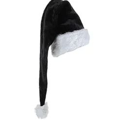 Julemandshat i fløjl, unisex, komfortabel, sort og hvid til voksne - 150 cm
