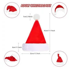 Julemandshat Julemandshat til voksne Deluxe Plys Julemandshat med en kunstig pelskvast på toppen og bred til julemandskostume