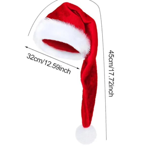 Julemandshat Lang Xmas Fløjl Julemandshat Vinter Varmt Kostume Julefestartikler til Cosplay Fester Sceneoptræden