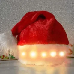 Julemandshat, LED Plys Julemandshat, Unisex Julemand Lysende Hat, Velegnet til Julefrokost, Festival og Nytårsgave (45*38cm)c p