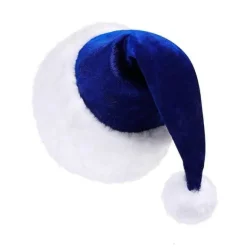 Julemandshat med hvid kant til julefest Nytår Hovedbeklædning Julemandskostume Tilbehør Gave Marineblå Navy Blue