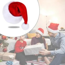 Julemandshat med hvid kant til julefest Nytår Hovedbeklædning Julemandskostume Tilbehør Gave Marineblå Navy Blue