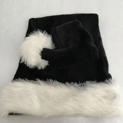 Julemandshat til voksne 75cm Sort Plys Pompom Kostume