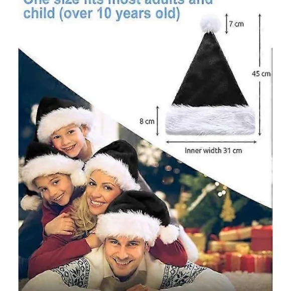 Julemandshat til voksne, Deluxe Julemandshat til julefrokost, Julemandskostume - Qin