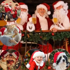Julemandshat til voksne, Klassisk julemandshat til mænd og kvinder - Perfekt til juleferier, nytårsfester, festlige sammenkomster