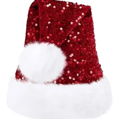 Julemandshat til voksne, luksuriøs plysjulehat med pompon til mænd og kvinder - FQ-