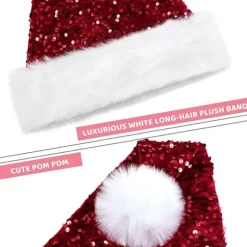 Julemandshat til voksne, luksuriøs plysjulehat med pompon til mænd og kvinder - FQ-