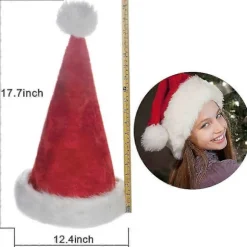 Julemandshat til voksne, stor julemandshat til kvinder og mænd, komfortabel julehat
