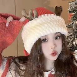 Julemandshat Tyk Plys og Hvid Pelset Skygge til Julefester Udklædning Cosplay Flerfarvet Rød Red