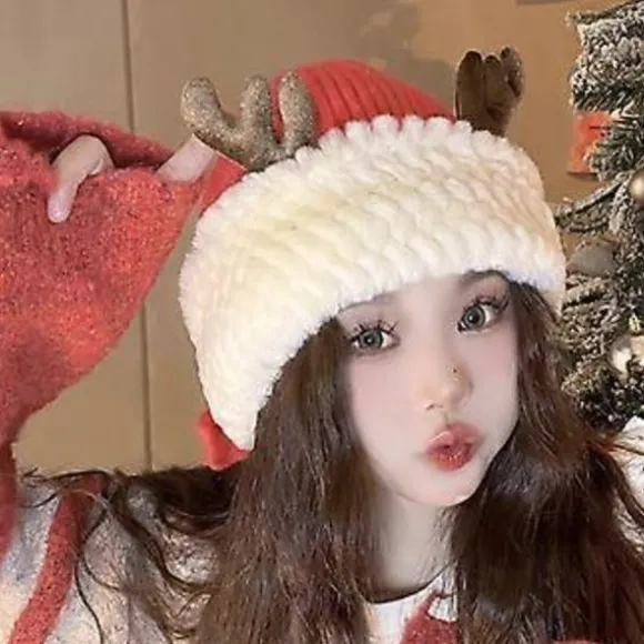 Julemandshat Tyk Plys og Hvid Pelset Skygge til Julefester Udklædning Cosplay Flerfarvet Rød Red