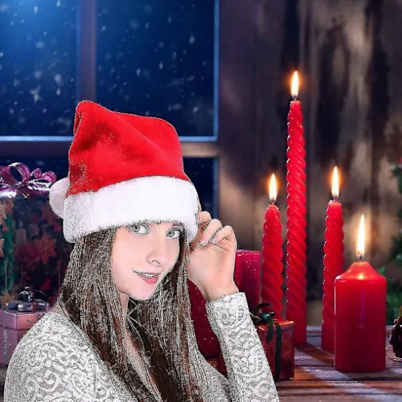 Julemandshatte Julemandshat Unisex Rød Fortykket Fløjl Julemandshat-jul Klassisk Hat Julekasket Julemand Rensdyr Snemand Kasket Nytår Festlig Helligdag | Fyndiq