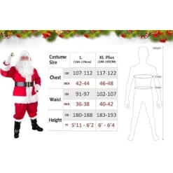 Julemandskostume 7 dele - komplet julekostume til voksne Cosplay Julemandskostume plus julemand plus santa xl puls (180-195cm)