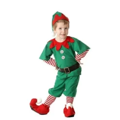 Julemandskostume Grøn Elf Cosplay Familie Julefest Nytår Maskerade Kostume til Voksne Kvinder 150 Men 180