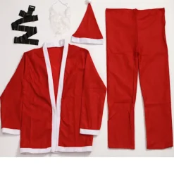 Julemandskostume i tykt non-woven stof, 5-delt kostume til mænd, juleforestillingstilbehør