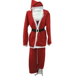 Julemandskostume i tykt non-woven stof, 5-delt kostume til mænd, juleforestillingstilbehør
